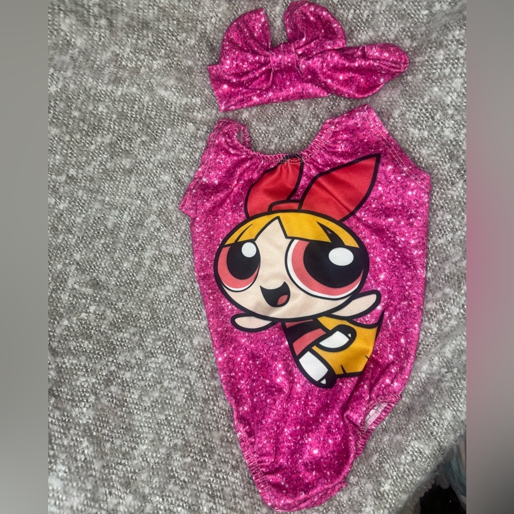 Power puff girls blossom bodysuit with headband size 0-6 months 🛍